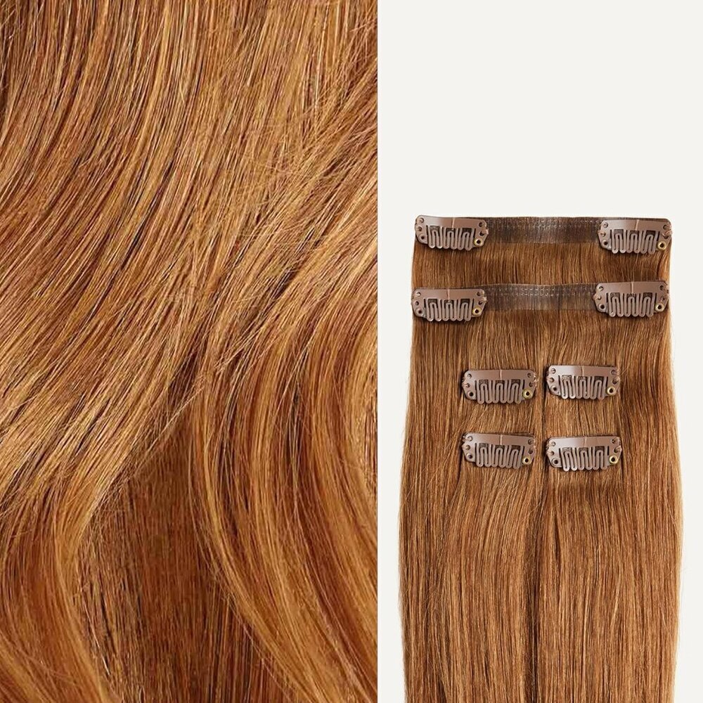 Remy Human Hair Extensions 12 Inch Natural Red Seamless Fill-Ins Volume